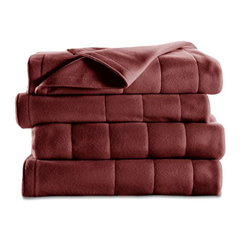 Sunbeam Heated Blanket   10 Heat Settings  Quilted Fleece  Garnet  Full   BSF9GFS R310 13A00