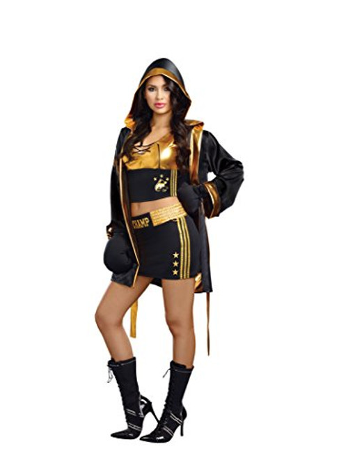 Dreamgirl Women s World Champion Costume  Black Gold  Medium Dreamgirl Women s World Champion Costume  Black Gold  Medium
