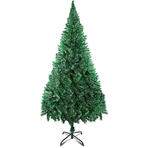 SKL 6FT Pencil Artificial Christmas Tree 400 Branch Tips  Premium PVC Needles  Artificial Slim Christmas Tree w Sturdy Metal Stand  Unlit Christmas Tree for Home  Office  Shops  and Hotels