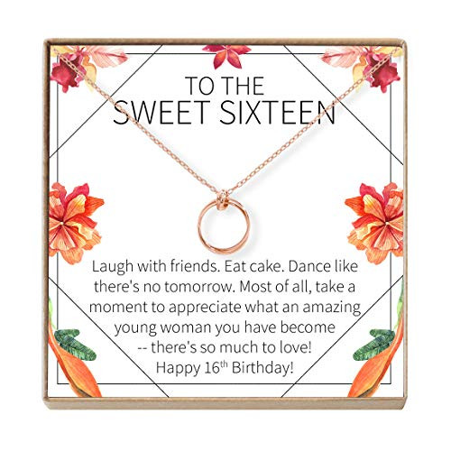 Sweet 16 Gift Necklace Sweet Sixteen 16th Birthday Daughter Granddaughter Niece Friend 2 Linked Circles rose gold plated brass NA Sweet 16 Gift Necklace Sweet Sixteen 16th Birthday Daughter Granddaughter Niece Friend 2 Linked Circles rose gold plated brass NA
