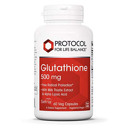Protocol For Life Balance   Glutathione 500mg   Supports Cellular Free Radical Protection and Detoxification with Milk Thistle Extract and Alpha Lipoic Acid   60 Veg Capsules Protocol For Life Balance   Glutathione 500mg   Supports Cellular Free Radical Protection and Detoxification with Milk Thistle Extract and Alpha Lipoic Acid   60 Veg Capsules