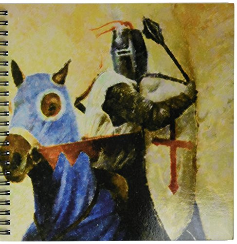 3dRose db_35116_1 Blue and Brown Medieval Knight and Horse-Drawing Book, 8 by 8-Inch