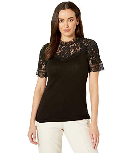 NIC ZOE Victorian Lace Top Black Onyx SM  US 4 6