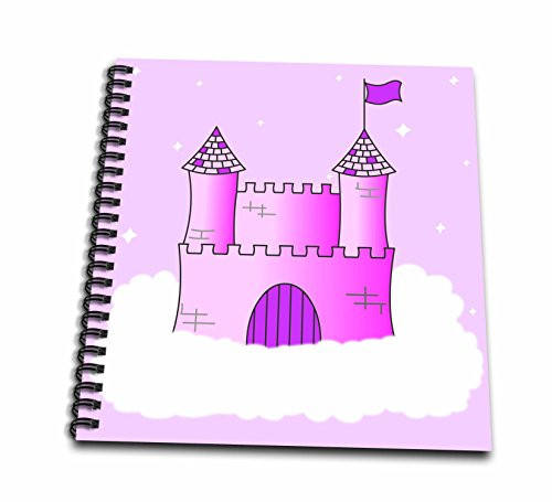3dRose db_24630_1 Pink and Purple Princess Castle in The Clouds Drawing Book, 8 by 8-Inch