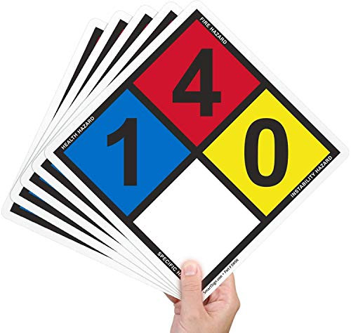 SmartSign NFPA 704   Ratings  1 4 0  Label   13 8  Tall  Tip to Tip  Diamond Laminated Vinyl  Pack of 5