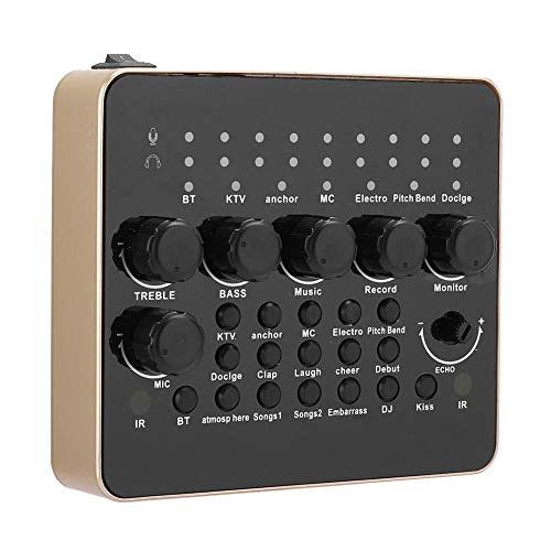 Ccylez External Sound Card  V10 Sound Card Karaoke Audio Mixer  Live Broadcast USB Voice Changer Device with 12 Sound Effects and 5 Sound Modes for Mobile Phone Computer Tablet