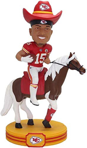 Patrick Mahomes w Warpaint  Kansas City Chiefs  NFL 2019 Riding Bobblehead by Foco