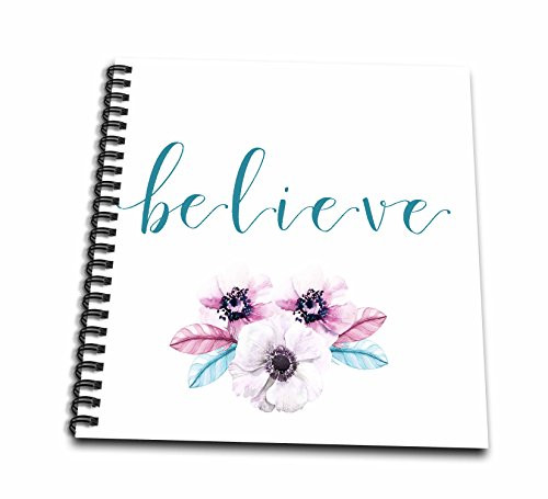 3dRose db_264062_1 Believe with Flower Drawing Book, 8" x 8"