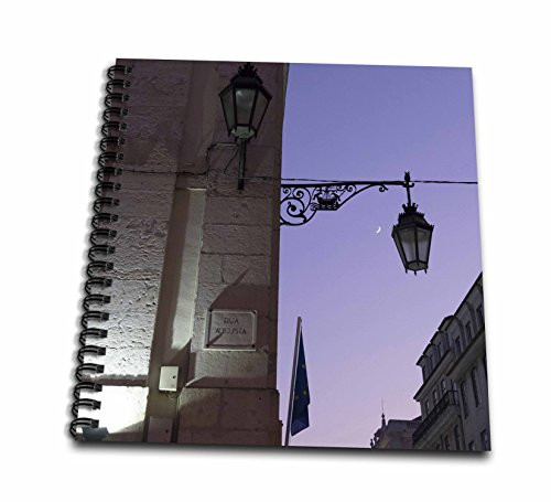 3dRose db_249443_1 Portugal, Lisbon Wrought Iron Street Lights Along RUA Augusta Drawing Book, 8x8