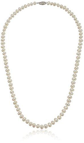 Sterling Silver White Freshwater Cultured A Quality Pearl Necklace  5 5 6mm   20