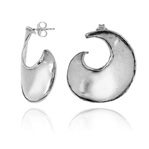 PZ Paz Creations Large Hammered Silver Earrings   925 Sterling Silver Statement Jewelry for Women   Hypoallergenic Ear Posts
