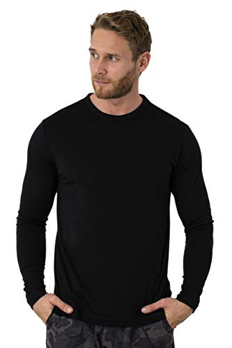Merino tech 100 Organic Merino Wool Lightweight Men s Long Sleeve T Shirt  XXL  Black
