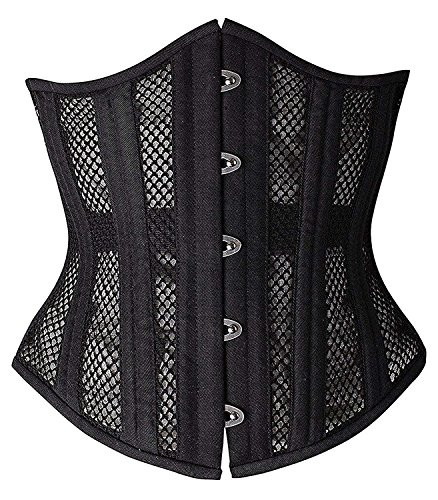 SHAPERX 26 Double Steel Boned Breathable Mesh Corset Heavy Duty Waist Training Shaper   SZ1996 Black S
