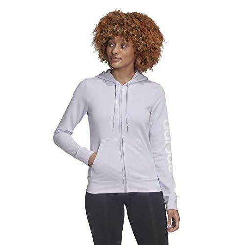 adidas Women s Essentials Linear Full Zip Hoodie Purple Tint X Large