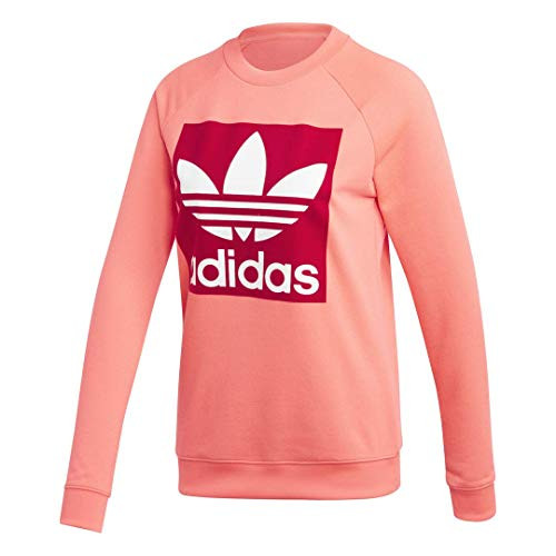 adidas Originals Women s Trefoil Crewneck Sweatshirt  flash red  Large adidas Originals Women s Trefoil Crewneck Sweatshirt  flash red  Large