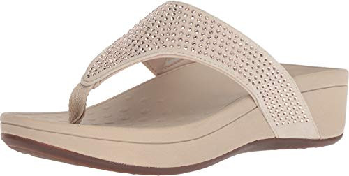Vionic Women s Naples Platform Sandal   Toe Post Sandals with Concealed Arch Support Champagne 7 M US