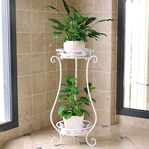 Wrought Iron Plant Stands Indoor Outdoor Metal Tall Plant Stand Iron Flower Stand Flower Pot Holder Flower Pot Stand Flower Pot Supporting Plant Holders Plant Rack Potted Plant Stand White 31 5in