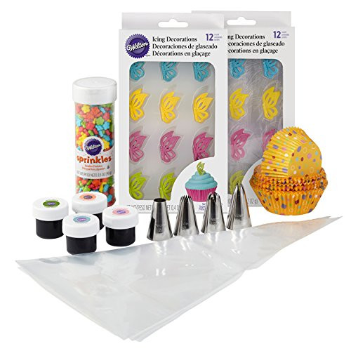 Wilton 2109-8431 Butterflies Kit, Cupcake Decorating Supplies Occsns Flwr Bttrfly Cpcks Ppk, Assorted