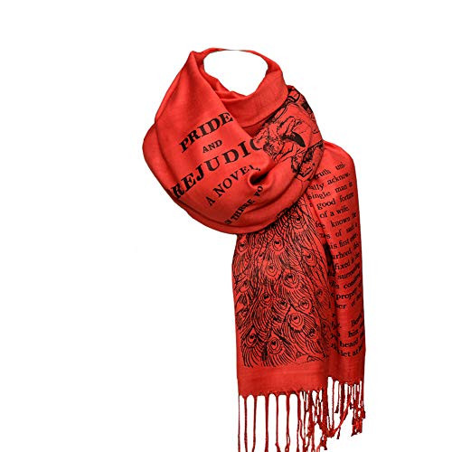 Pride and Prejudice by Jane Austen Shawl Scarf Wrap Red Pride and Prejudice by Jane Austen Shawl Scarf Wrap Red