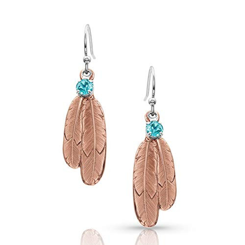 Montana Silversmiths Womens Gift of Rose Gold Freedom Feather Earrings Silver