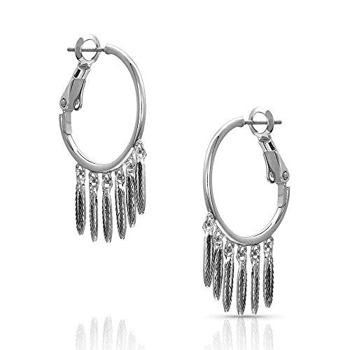 Montana Silversmiths Five Feathers Hoop Earrings