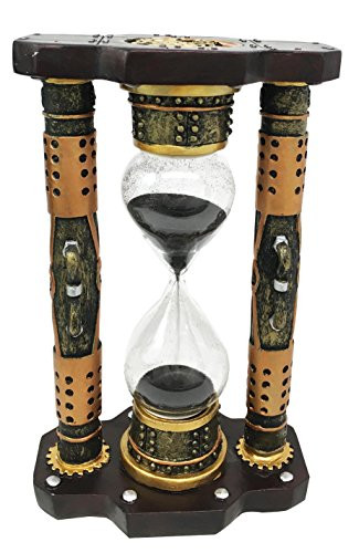 Endless Time Shifting Warp Column Steampunk Gearwork Sandtimer Black Sand Figurine Sculpture