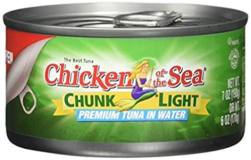 Chicken of the Sea Chunk Light Premium Tuna in Water  7 Ounce Easy Open Cans  Pack of 24