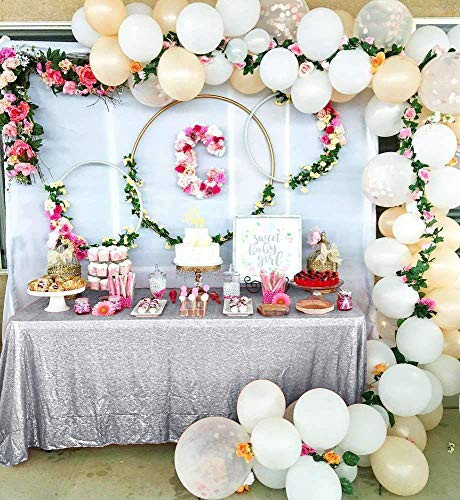 Silver Rectangular Tablecloth 90  x132   Sequin Table Cloth Table Linens
