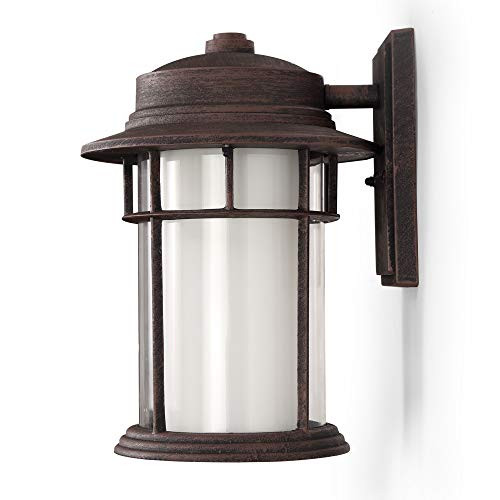 Smeike Exterior Light Fixtures  Outdoor Wall Light Lantern  Outdoor Porch Light Fixtures Wall Mount in Rustic Bronze Finish with Off White Glass  Aluminum Alloy  60W