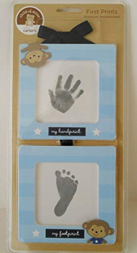 Carter s Child of Mine First Prints Kit Handprint Footprint 2 Blue Frames Monkeys