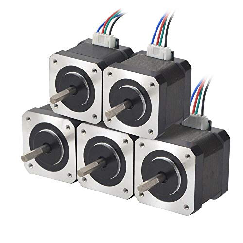 STEPPERONLINE 5PCS Nema 17 Stepper Motor 1 5A 12V 45Ncm  63 74oz in  4 Lead 39mm Body W  1m Cable and Connector for DIY CNC  3D Printer Extruder