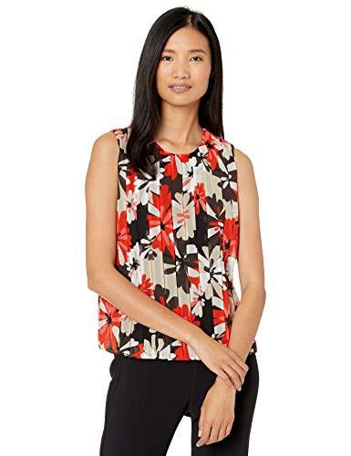 Calvin Klein Women s Pleated Bubble Top  Tango Multi  X Large