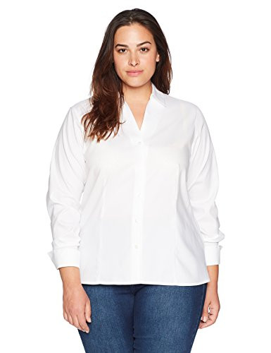 Calvin Klein Women s Size Long Sleeve Wrinkle Free Button Down Top  White  16 Plus