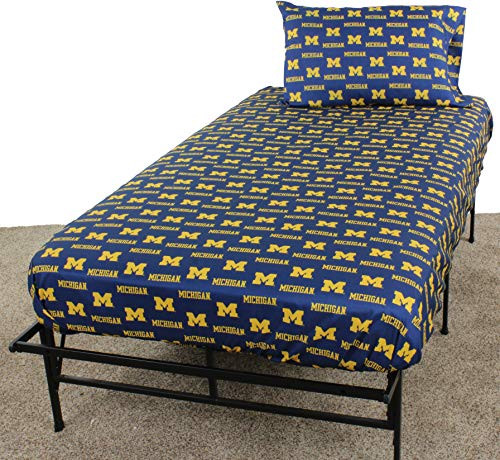 College Covers Michigan Wolverines Sheet Set  Twin  Team Colors