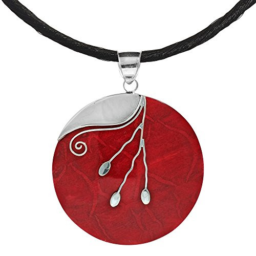 AeraVida Silver Vines Wrap Reconstructed Red Coral 925 Sterling Silver Silk Necklace AeraVida Silver Vines Wrap Reconstructed Red Coral 925 Sterling Silver Silk Necklace