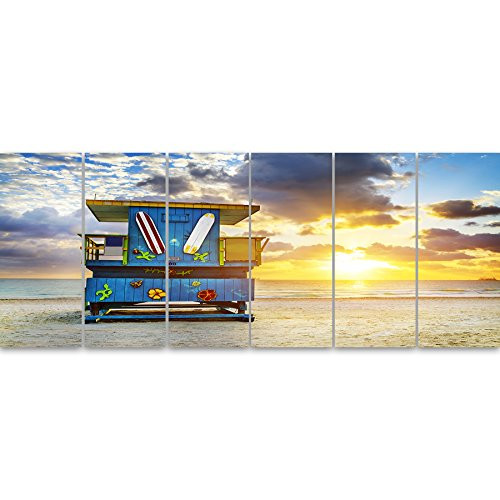 Designart PT14284-628 Canvas Wall Art 70x28-6 Equal Panels Blue
