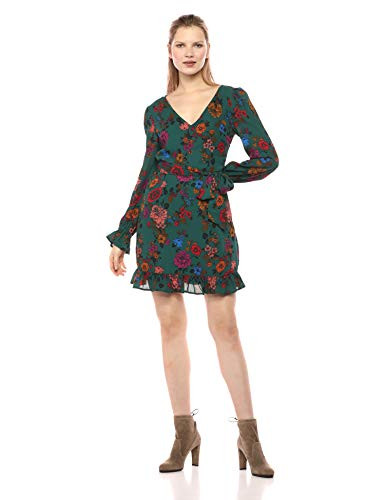 Jack by BB Dakota Junior s Petal Down Whimsical WallFlower Printed CDC Dress  Hunter Green  4