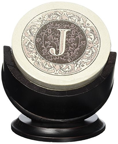 Thirstystone TSMJ-H13 4 Piece Monogram Coaster Set with Pedestal Holder, Multicolor