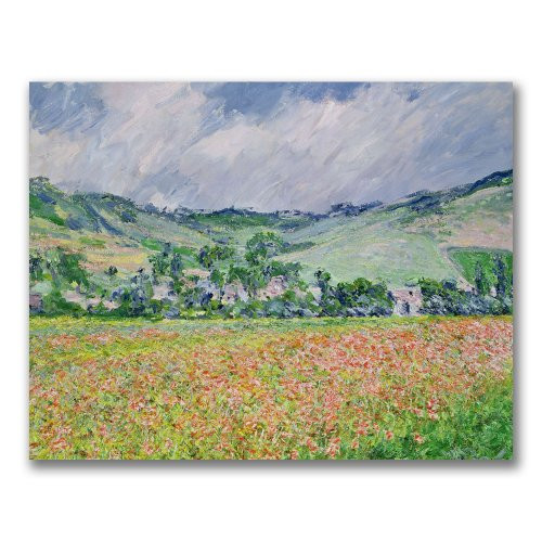 The Poppy Field Near Giverny by Claude Monet, 18x24-Inch Canvas Wall Art