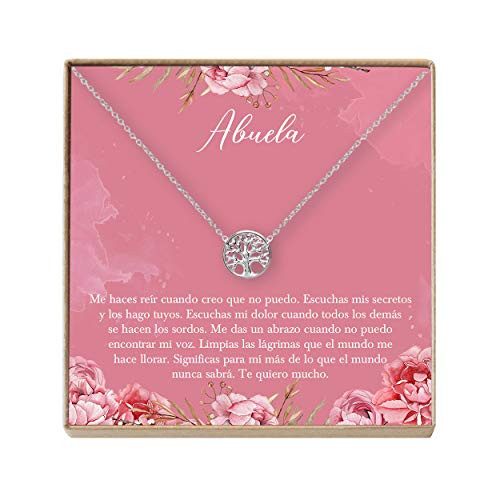 Collar Regalo para Abuela  Día de la Madre  Cumpleaños  Día de la Mujer  Tree  Silver Plated Brass  NA