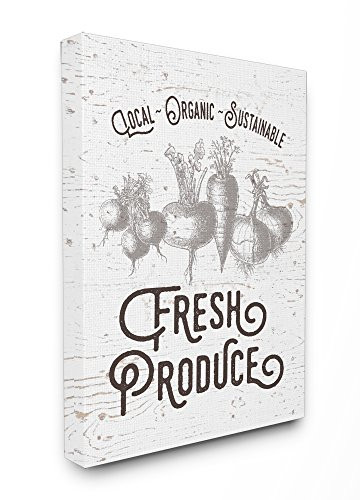 Stupell Industries Fresh Local Produce Typography Canvas Wall Art  16 x 20  Multi Color
