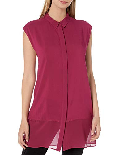 BCBGeneration Women s Chiffon Contrast Tunic  Purple Berry  X Small