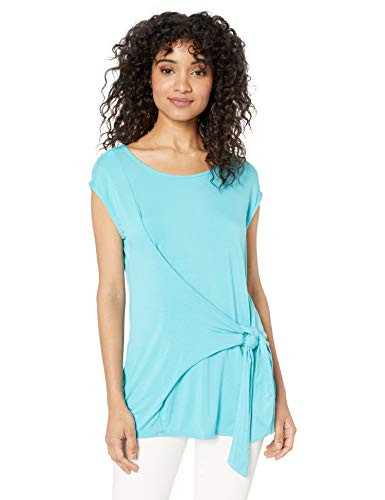 Karen Kane Women s TIE Front TOP  Aqua  Large