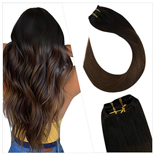 Ugeat Hair Extensions Clip in Human Hair 14inch Full Head Clip in Human Hair Extensions 120Gram Balayage Off Black to Medium Brown 7PCS Silky Clip in Hair Extensions Remy Hair Ugeat Hair Extensions Clip in Human Hair 14inch Full Head Clip in Human Hair Extensions 120Gram Balayage Off Black to Medium Brown 7PCS Silky Clip in Hair Extensions Remy Hair