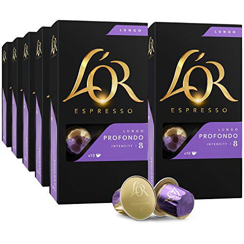 L OR Espresso Pods  100 Capsules Profondo Lungo  Single Cup Aluminum Coffee Capsules Compatible with Nespresso Original Machine