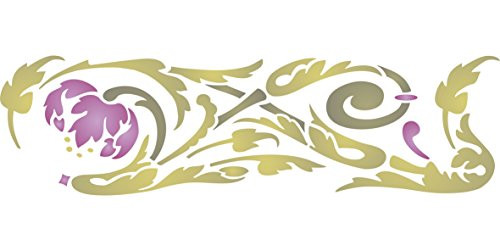 ART NOUVEAU DESIGN STENCIL - (size 16.5"w x 4.5"h) Reusable Wall Stencils for Painting - Best Quality NEW ART Border Ideas - Use on Walls, Floors, Fabrics, Glass, Wood, Terracotta, and More...