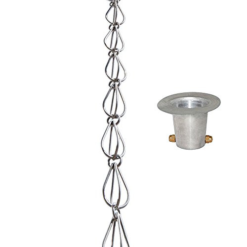 Monarch Aluminum Teardrop Rain Chain with Aluminum Gutter Reducer  8 1 2 Feet Length