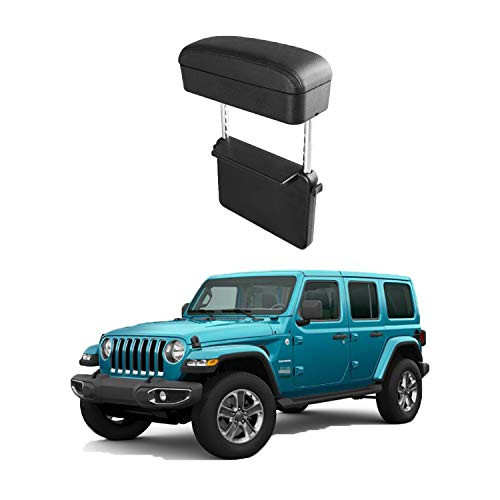 CDEFG Car Armrest Support Elbow Rest Pad Armrest Extender for Wrangler JL Gladiator JT Grand Cherokee Cherokee  Console Storage Organizer  Adjustable Height Comfort Wrist Rest Pads  All Black