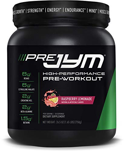 Pre JYM Pre Workout Powder   BCAAs  Creatine HCI  Citrulline Malate  Beta Alanine  Betaine  and More   JYM Supplement Science   Raspberry Lemonade Flavor  30 Servings