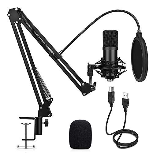 USB Condenser Microphone  Travor 192KHZ 24Bit Plug   Play PC Streaming Mic  USB Microphone Kit with Professional Sound Chipset Boom Arm Set  Studio Cardioid Mic for Recording YouTube Gaming Podcasting